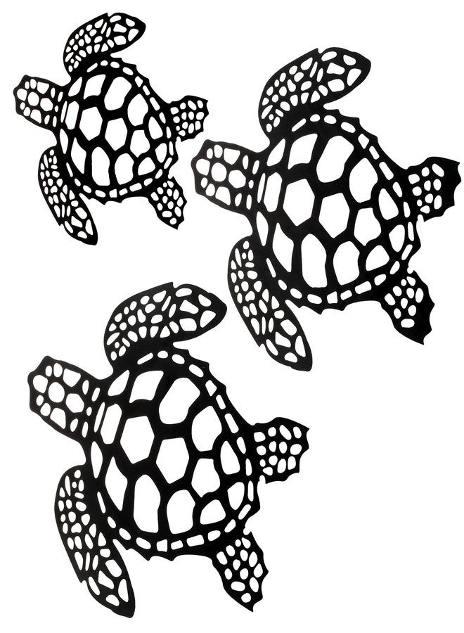 Ferraycle 3 Pieces Sea Turtle Beach Wall Decor Metal Coastal Turtle Decor Hanging Beach Sculpture Metal Farmhouse Wall Art Hawaiian Style Room Ornament for Home Indoor Outdoor Bathroom - Image 1